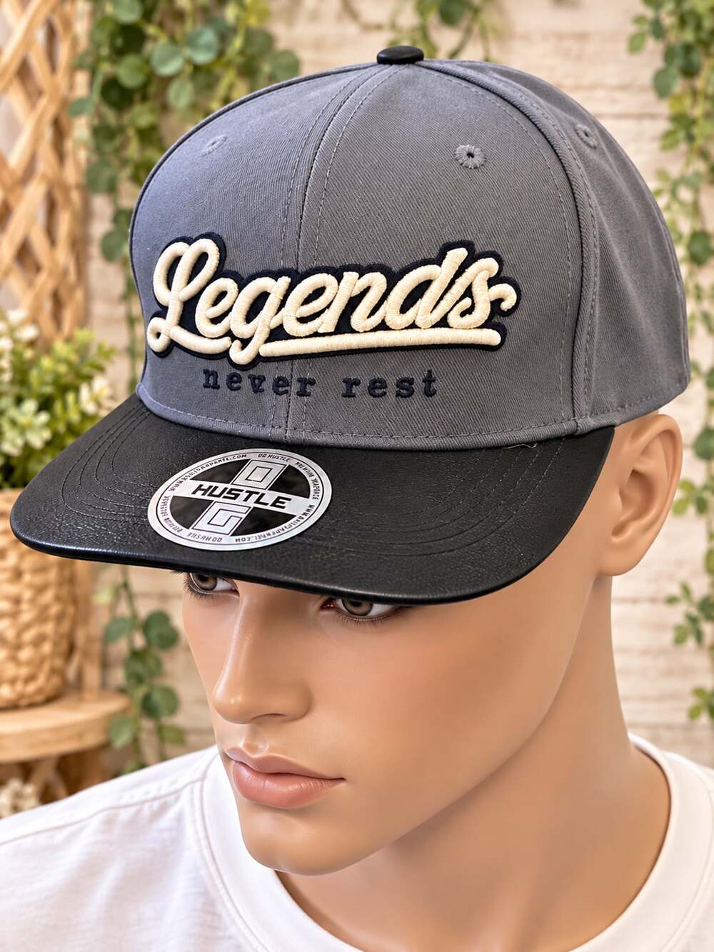 Og Hustle Legends Never Rest Snapback Hat Gray Black
